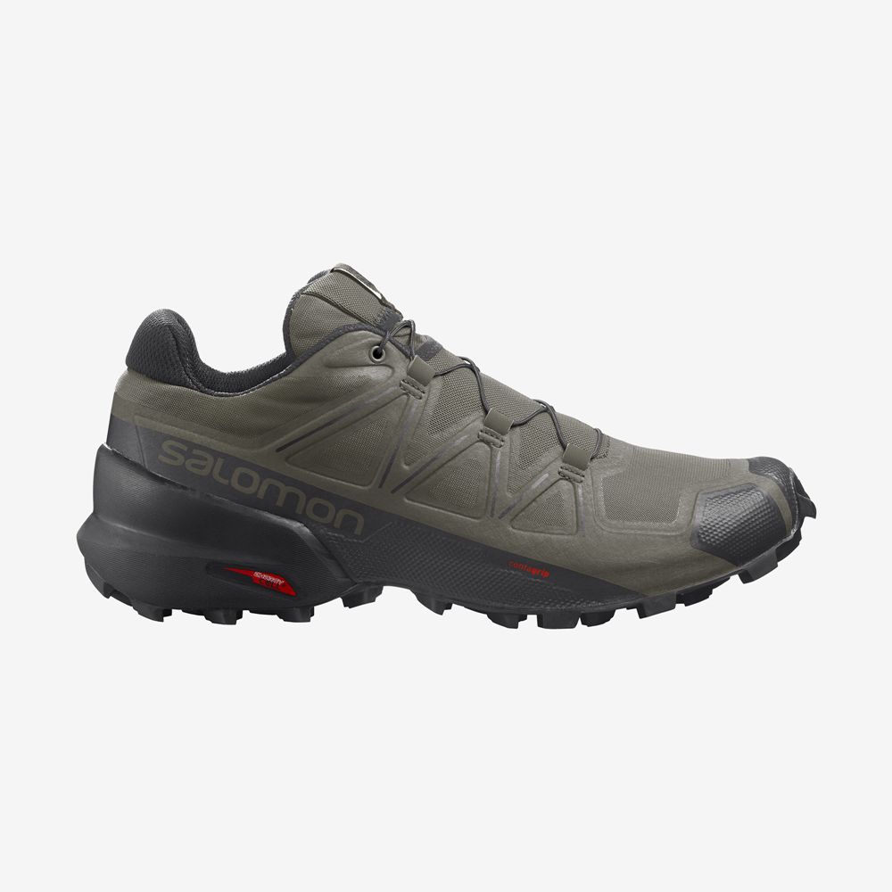 Salomon Israel SPEEDCROSS 5 - Mens Trail Running Shoes - Armygreen (DUVM-65231)